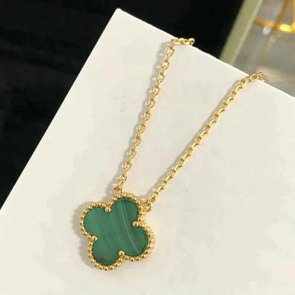 [✨ROSE✨]CLOVER 15MM MALACHITE SINGLE FLOWER  NECKLACE