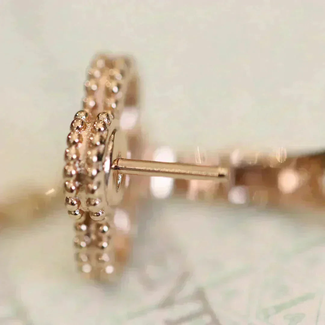 [✨ROSE✨]CLOVER MEDIUM 1 MOTIFS FUll DIAMOND EARRINGS
