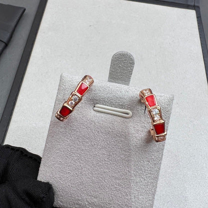 [✨ROSE✨]SERPENTI CARNELIAN PINK GOLD EARRINGS