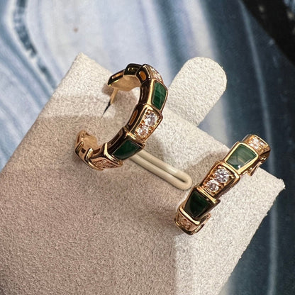 [✨ROSE✨]SERPENTI MALACHITE PINK GOLD EARRINGS
