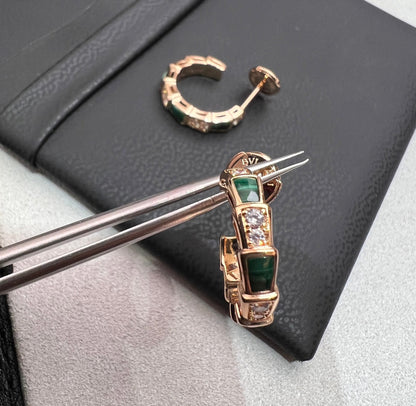 [✨ROSE✨]SERPENTI MALACHITE PINK GOLD EARRINGS