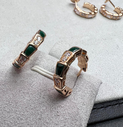 [✨ROSE✨]SERPENTI MALACHITE PINK GOLD EARRINGS