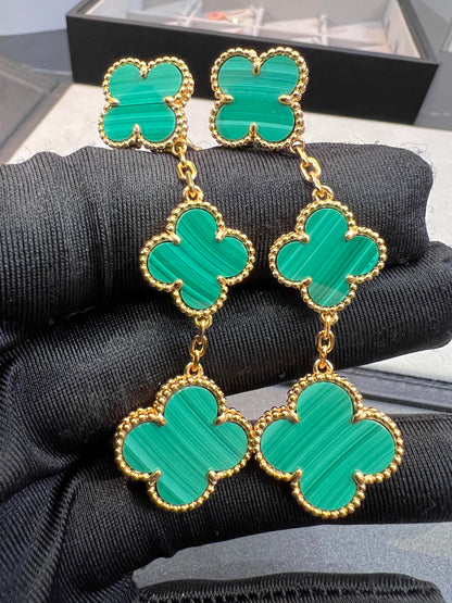 [✨ROSE✨]CLOVER MALACHITE 3 MOTIFS GOLD