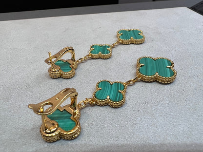 [✨ROSE✨]CLOVER MALACHITE 3 MOTIFS GOLD