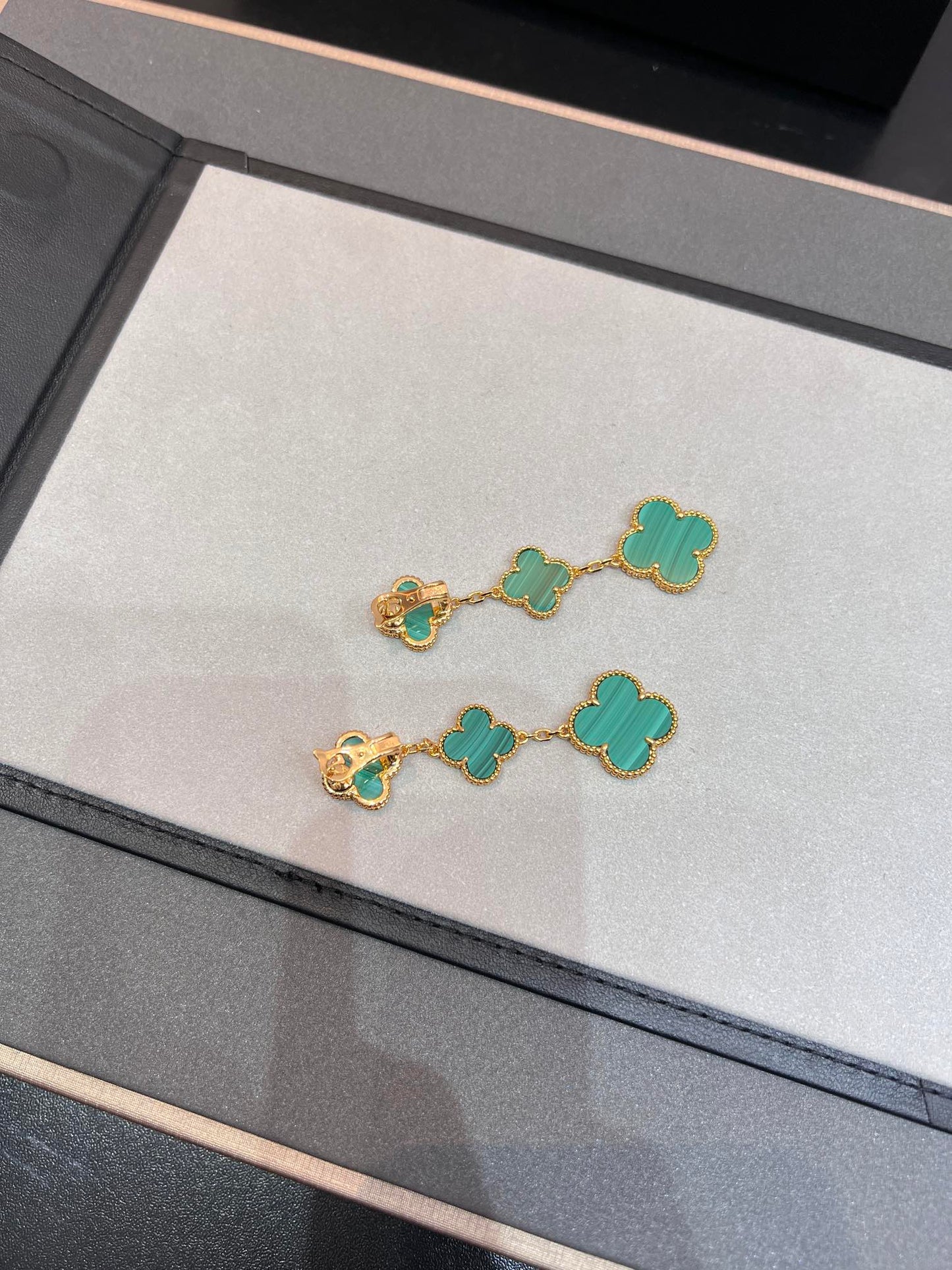 [✨ROSE✨]CLOVER MALACHITE 3 MOTIFS GOLD