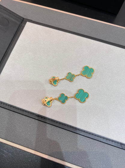 [✨ROSE✨]CLOVER MALACHITE 3 MOTIFS GOLD