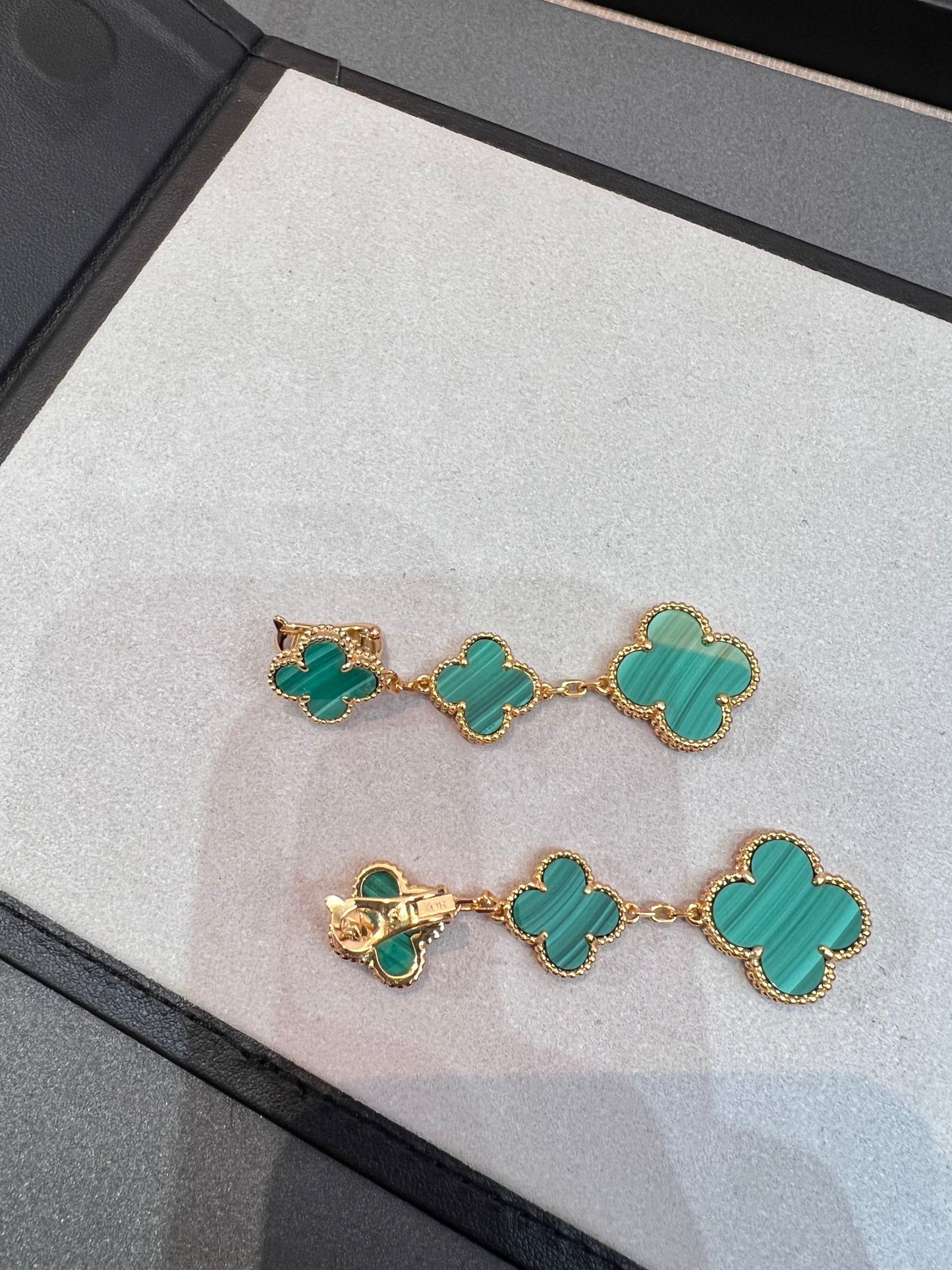 [✨ROSE✨]CLOVER MALACHITE 3 MOTIFS GOLD