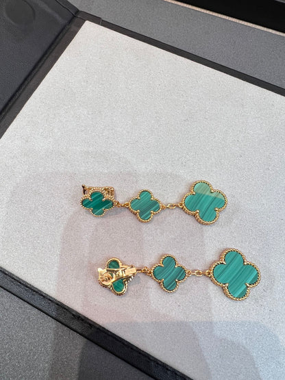 [✨ROSE✨]CLOVER MALACHITE 3 MOTIFS GOLD