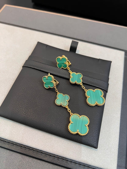 [✨ROSE✨]CLOVER MALACHITE 3 MOTIFS GOLD