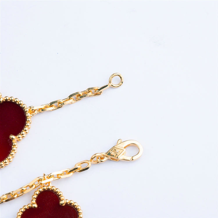 [✨ROSE✨]CLOVER BRACELET 5 MOTIFS CARNELIAN TIGER EYE