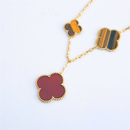 [✨ROSE✨]CLOVER BRACELET 5 MOTIFS CARNELIAN TIGER EYE