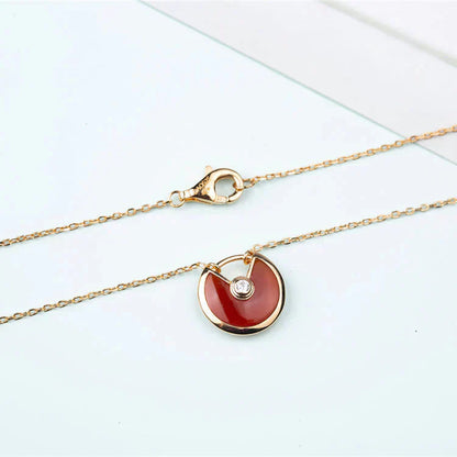 [✨ROSE✨]AMULETTE GOLD CARNELIAN ONYX NECKLACE