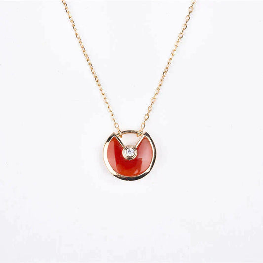 [✨ROSE✨]AMULETTE GOLD CARNELIAN ONYX NECKLACE