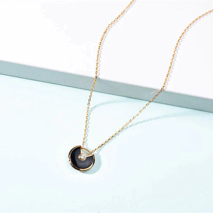 [✨ROSE✨]AMULETTE GOLD CARNELIAN ONYX NECKLACE