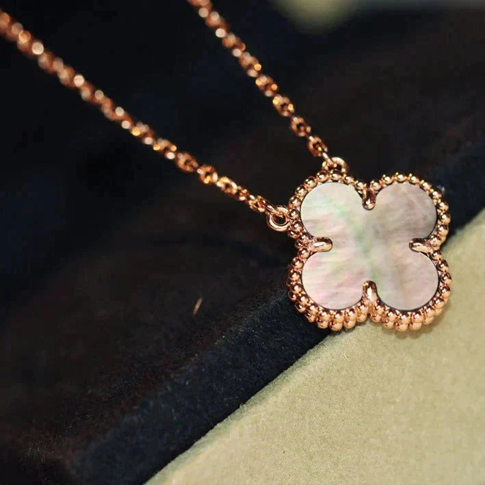 [✨ROSE✨]CLOVER 15MM  GRAY MOTHER OF PEARL NECKLACE