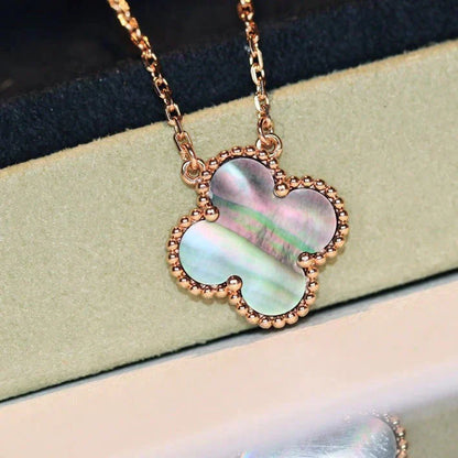 [✨ROSE✨]CLOVER 15MM  GRAY MOTHER OF PEARL NECKLACE