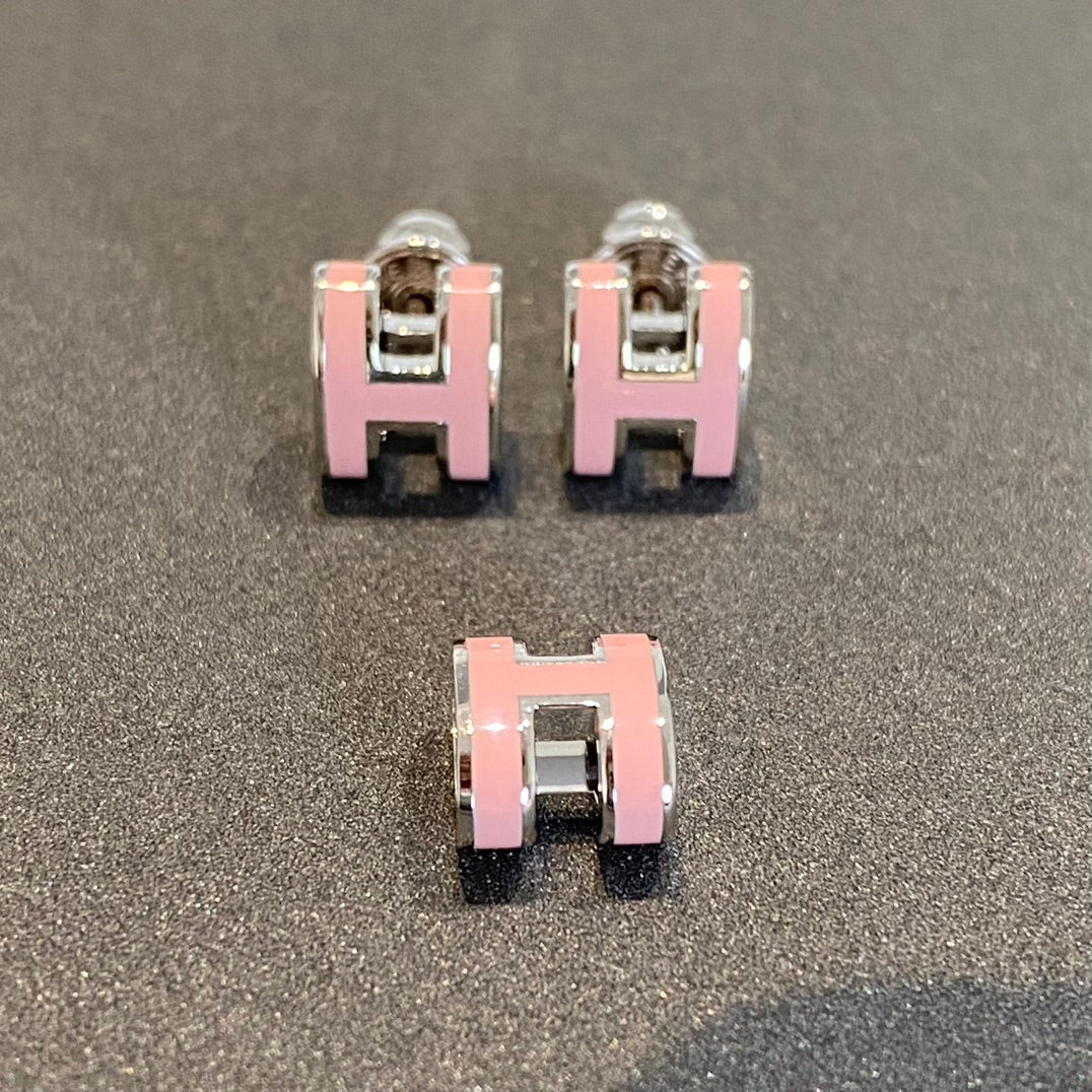 [✨ROSE✨]MINI POP H SILVER EARRINGS PINK