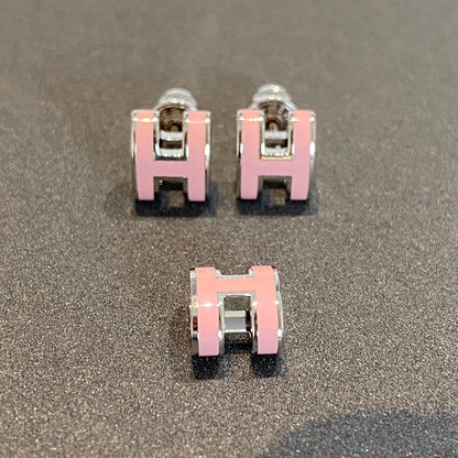 [✨ROSE✨]MINI POP H SILVER EARRINGS PINK