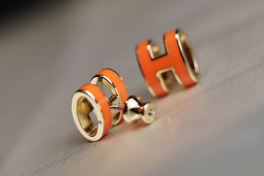 [✨ROSE✨]MINI POP H EARRINGS ORANGE