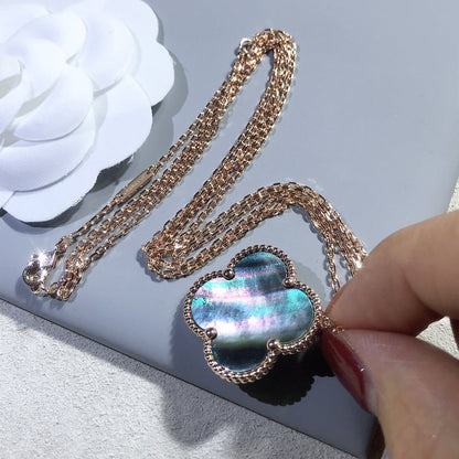 [✨ROSE✨]CLOVER 25MM GOLD DARK MOP BIG CLOVER NECKLACE
