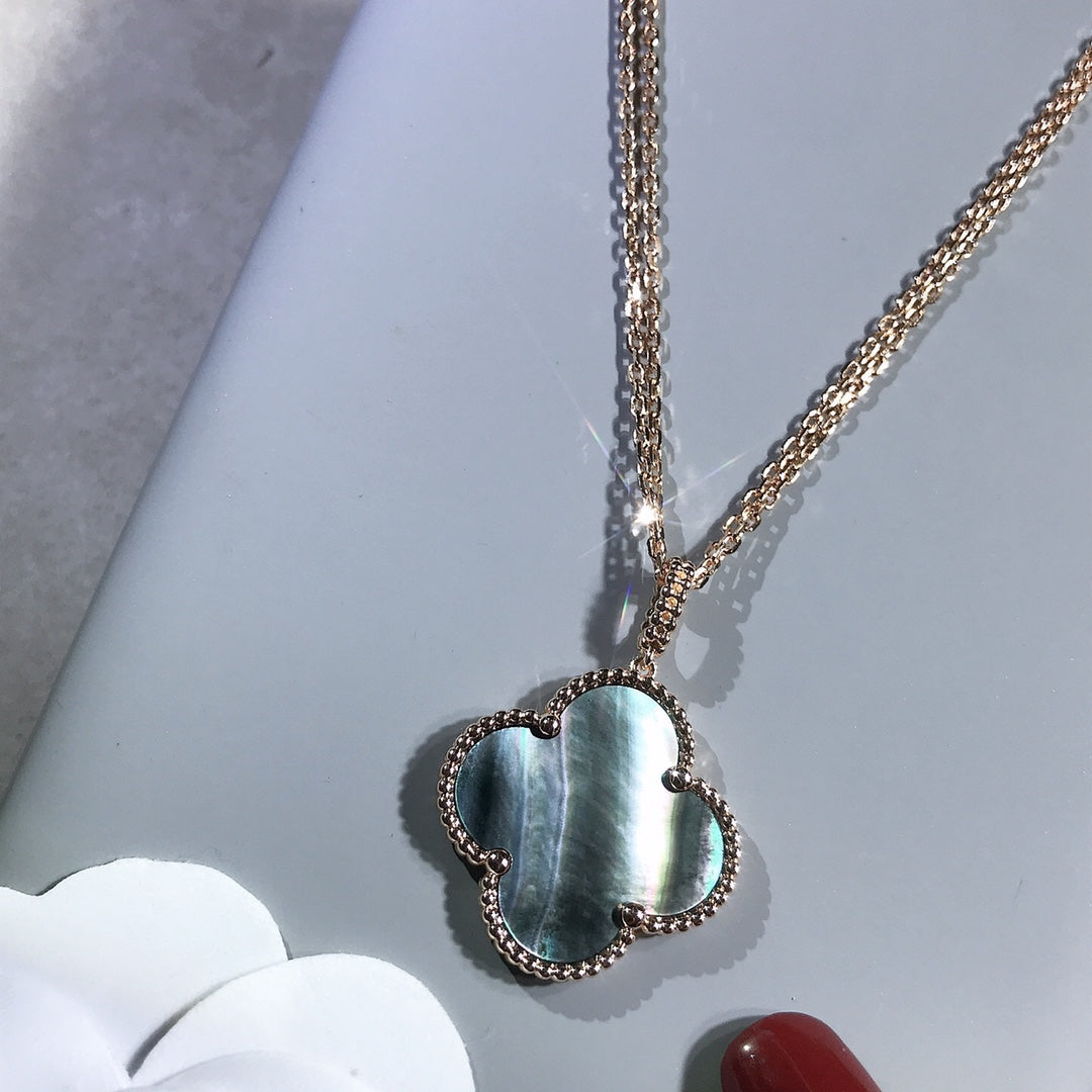 [✨ROSE✨]CLOVER 25MM GOLD DARK MOP BIG CLOVER NECKLACE