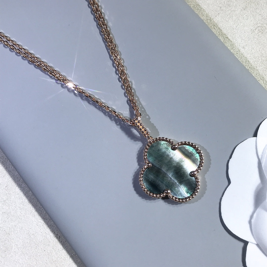 [✨ROSE✨]CLOVER 25MM GOLD DARK MOP BIG CLOVER NECKLACE