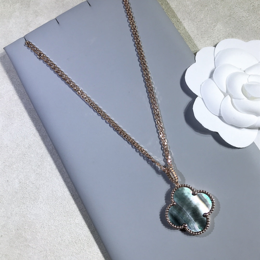[✨ROSE✨]CLOVER 25MM GOLD DARK MOP BIG CLOVER NECKLACE