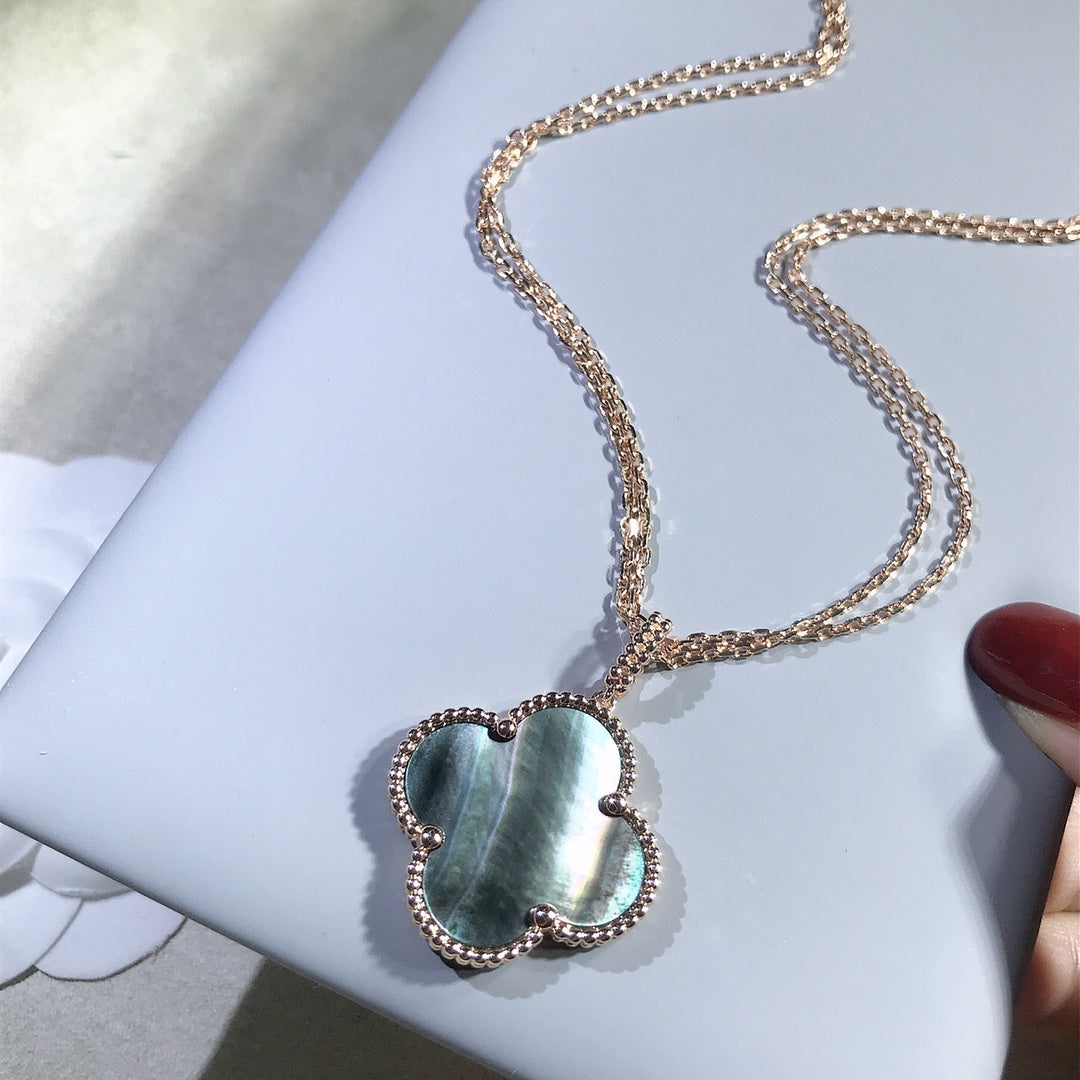 [✨ROSE✨]CLOVER 25MM GOLD DARK MOP BIG CLOVER NECKLACE