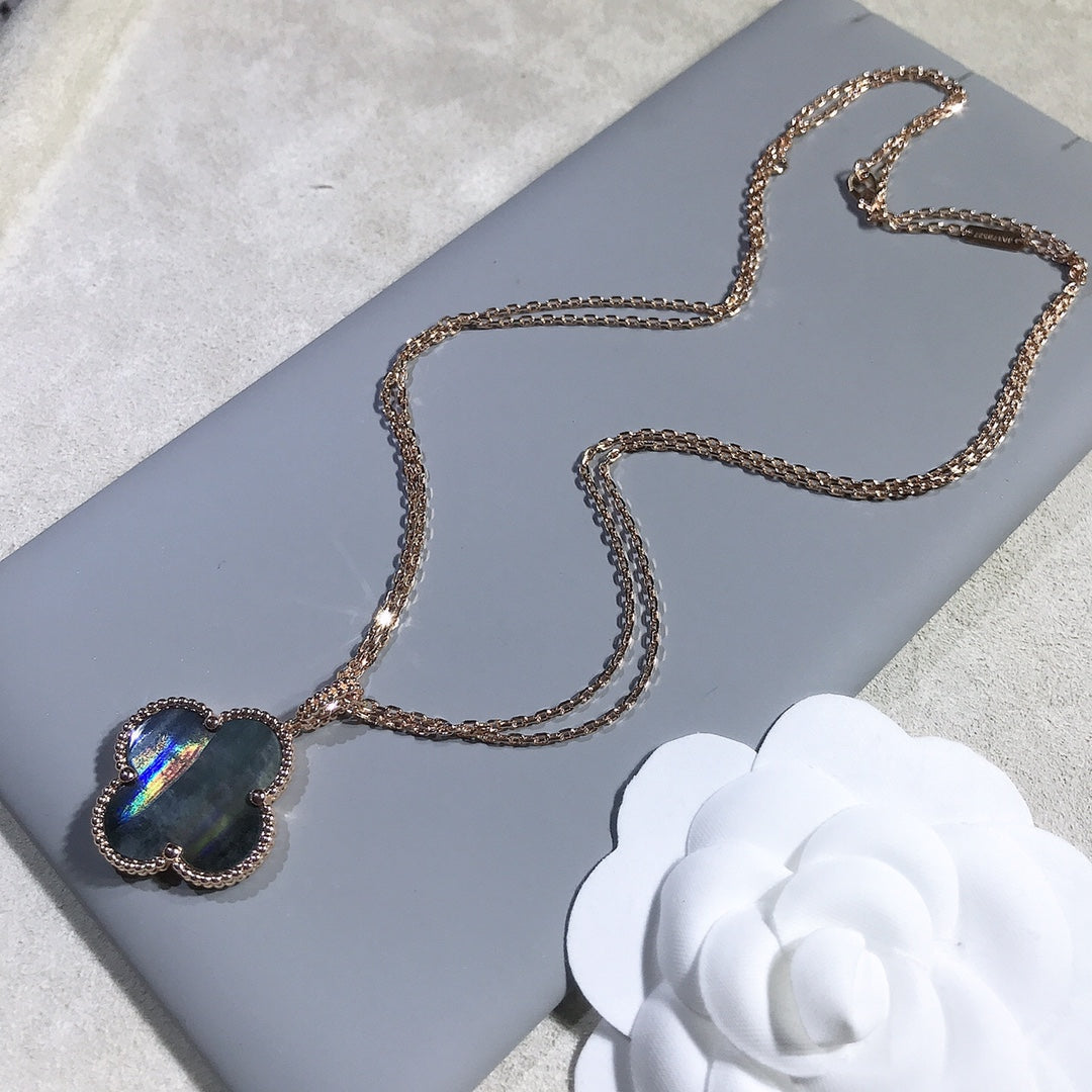 [✨ROSE✨]CLOVER 25MM GOLD DARK MOP BIG CLOVER NECKLACE