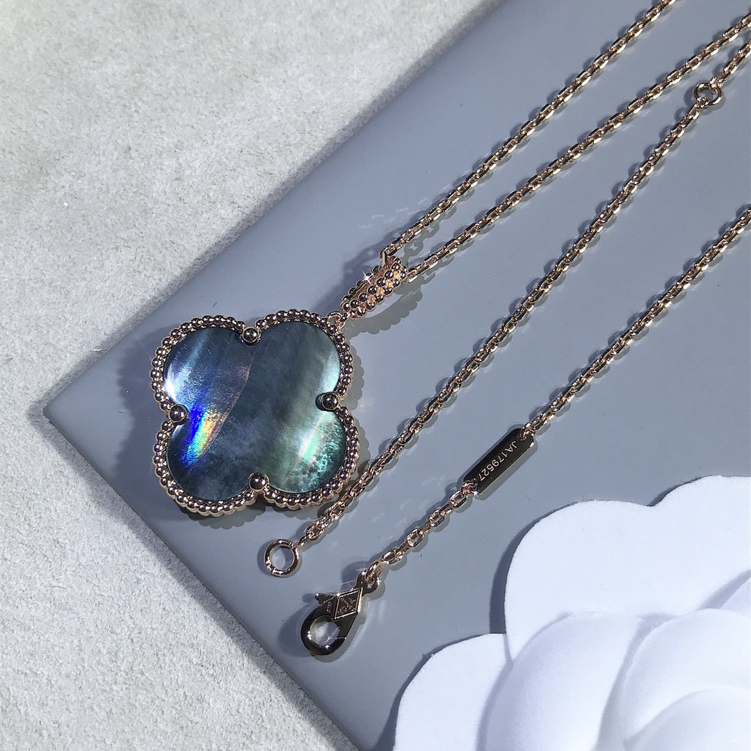 [✨ROSE✨]CLOVER 25MM GOLD DARK MOP BIG CLOVER NECKLACE