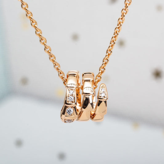 [✨ROSE✨]SERPENTI PINK GOLD NECKLACE DIAMOND