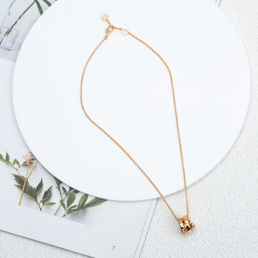 [✨ROSE✨]SERPENTI PINK GOLD NECKLACE DIAMOND