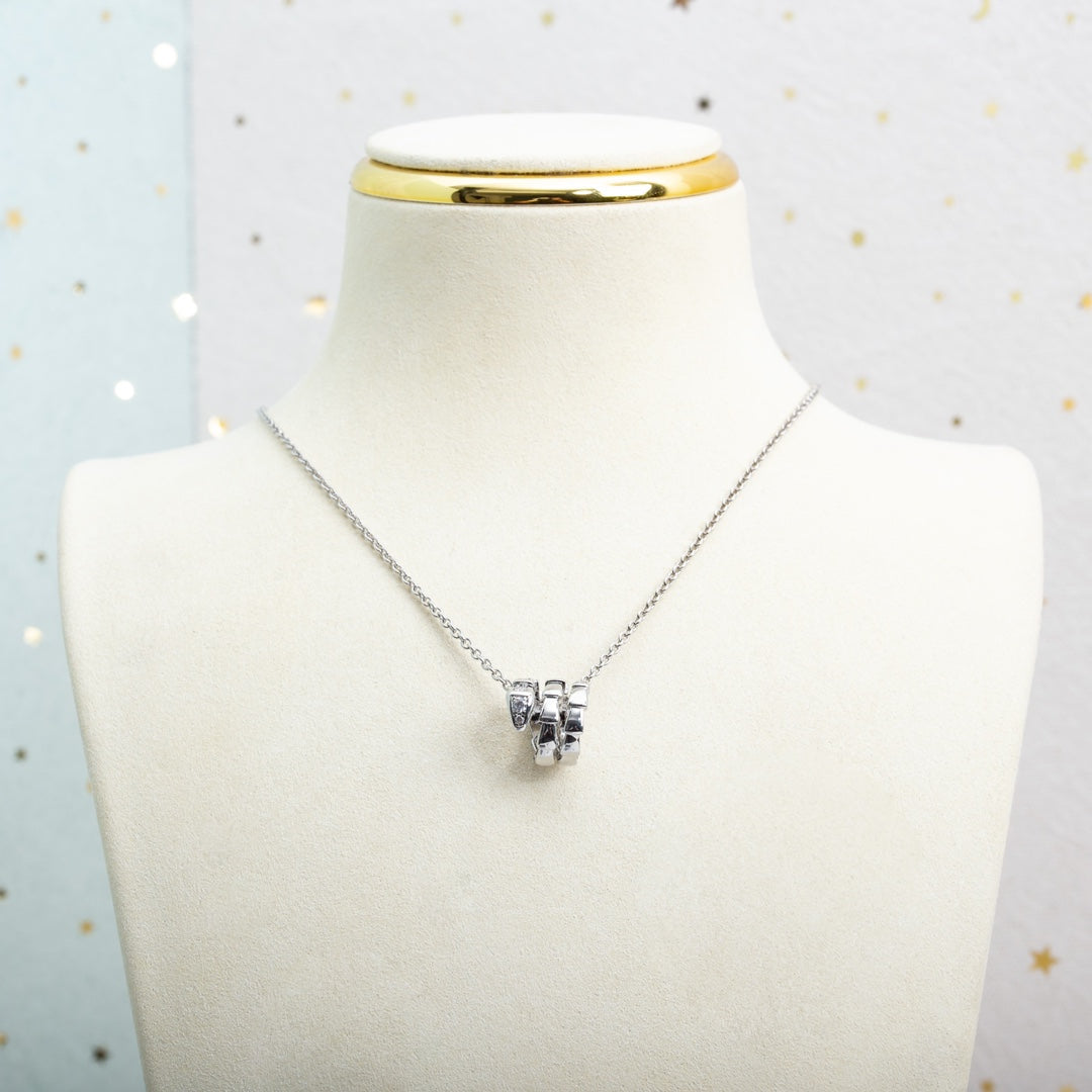 [✨ROSE✨]SERPENTI SILVER NECKLACE DIAMOND