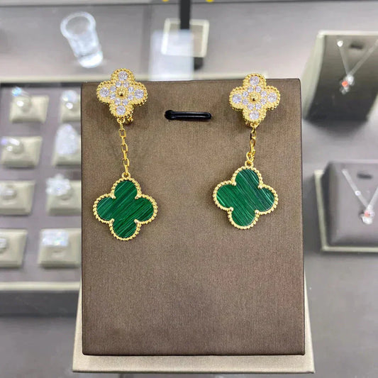[✨ROSE✨]CLOVER  2 MOTIFS  DIAMOND  EARRINGS (MULTIPLE CHOICESç´