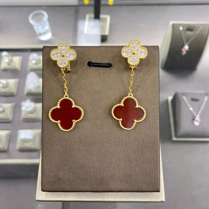 [✨ROSE✨]CLOVER  2 MOTIFS  DIAMOND  EARRINGS (MULTIPLE CHOICESç´
