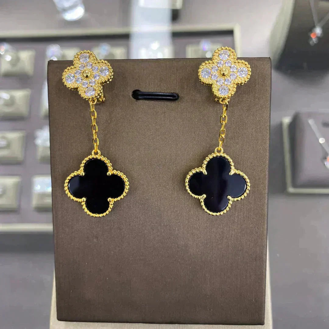 [✨ROSE✨]CLOVER  2 MOTIFS  DIAMOND  EARRINGS (MULTIPLE CHOICESç´