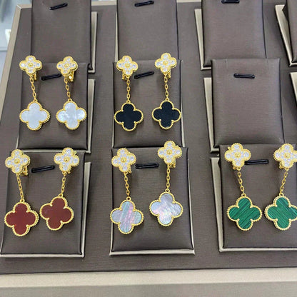 [✨ROSE✨]CLOVER  2 MOTIFS  DIAMOND  EARRINGS (MULTIPLE CHOICESç´