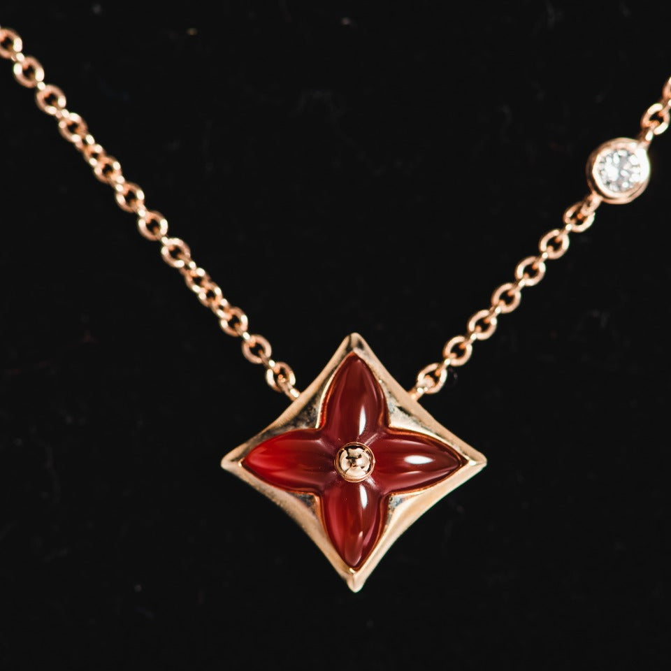 [✨ROSE✨]STAR NECKLACE PINK GOLD 1 DIAMOND