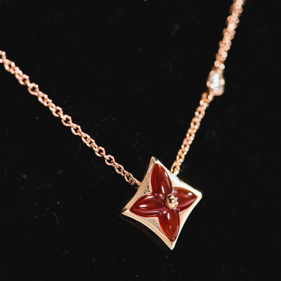 [✨ROSE✨]STAR NECKLACE PINK GOLD 1 DIAMOND
