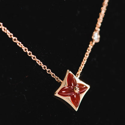 [✨ROSE✨]STAR NECKLACE PINK GOLD 1 DIAMOND