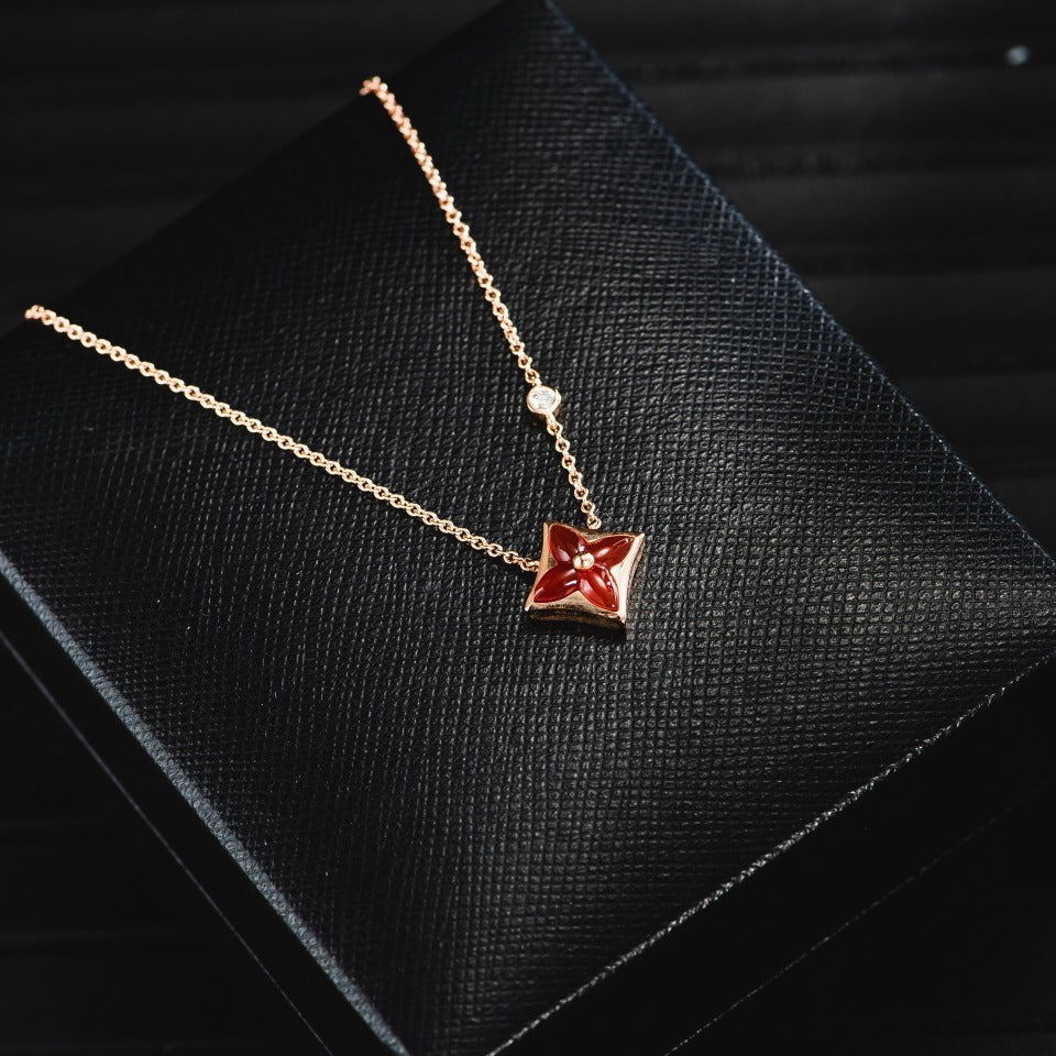 [✨ROSE✨]STAR NECKLACE PINK GOLD 1 DIAMOND