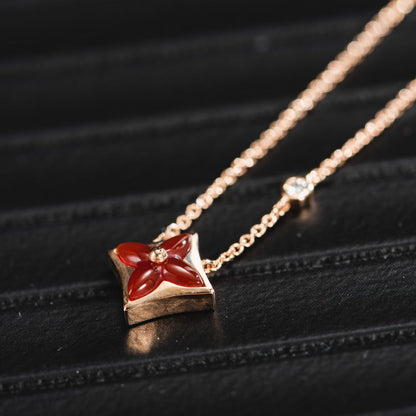 [✨ROSE✨]STAR NECKLACE PINK GOLD 1 DIAMOND
