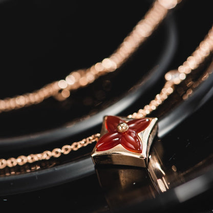 [✨ROSE✨]STAR NECKLACE PINK GOLD 1 DIAMOND