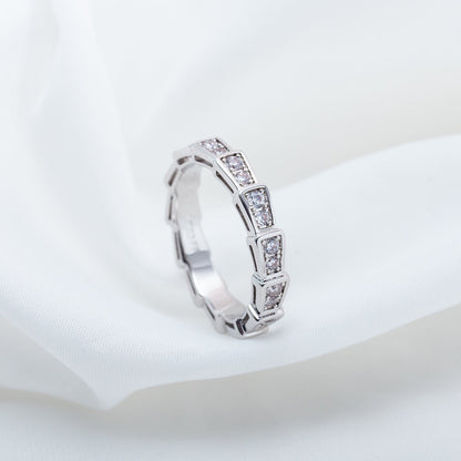 [✨ROSE✨]SERPENTI RING SILVER DIAMOND PAVED 3MM