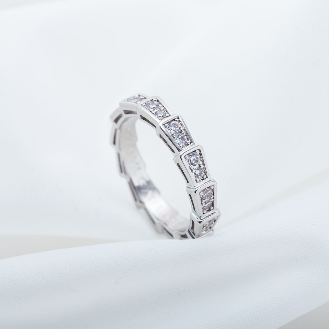 [✨ROSE✨]SERPENTI RING SILVER DIAMOND PAVED 3MM