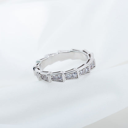 [✨ROSE✨]SERPENTI RING SILVER DIAMOND PAVED 3MM