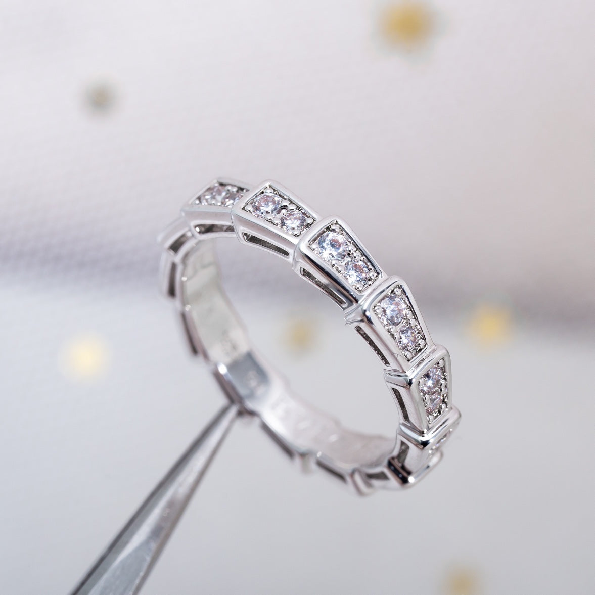 [✨ROSE✨]SERPENTI RING SILVER DIAMOND PAVED 3MM