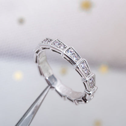 [✨ROSE✨]SERPENTI RING SILVER DIAMOND PAVED 3MM