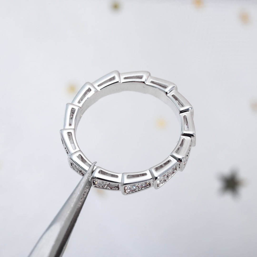 [✨ROSE✨]SERPENTI RING SILVER DIAMOND PAVED 3MM