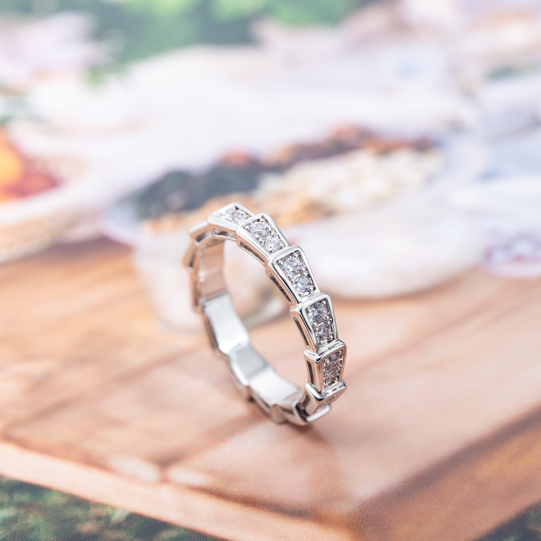 [✨ROSE✨]SERPENTI RING SILVER DIAMOND PAVED 3MM